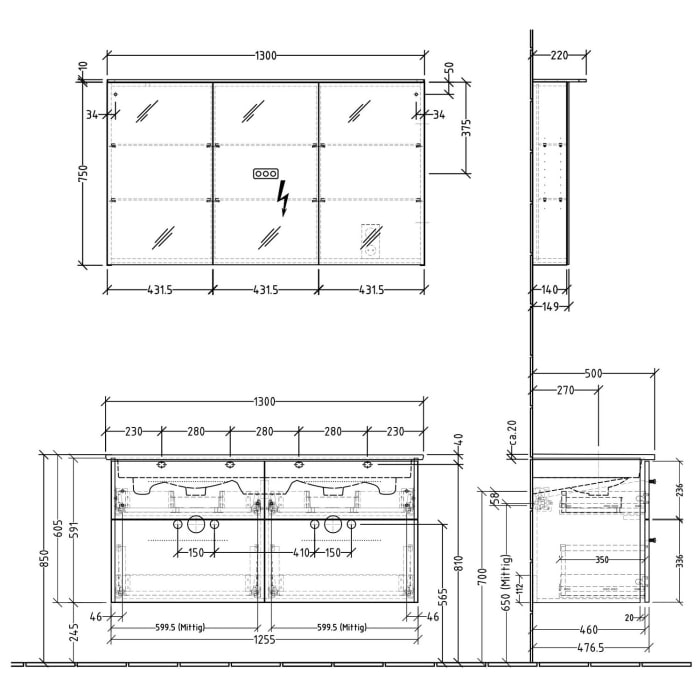 Sanipa 3way Möbelset inkl. Spiegelschrank 