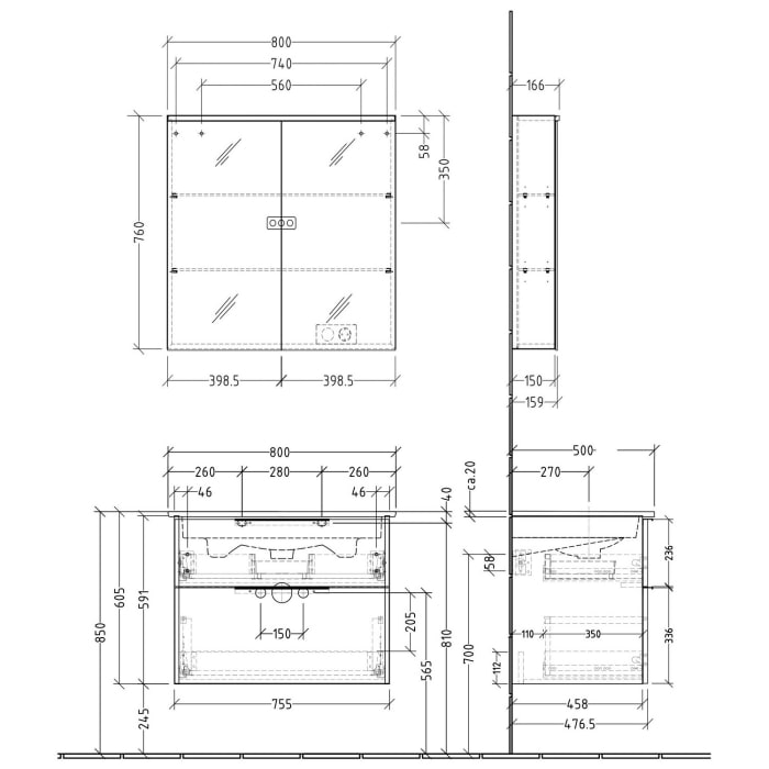 Sanipa 3way Möbelset inkl. Spiegelschrank 