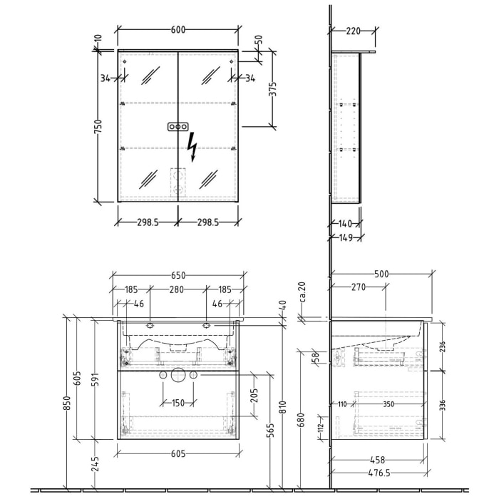 Sanipa 3way Möbelset inkl. Spiegelschrank 