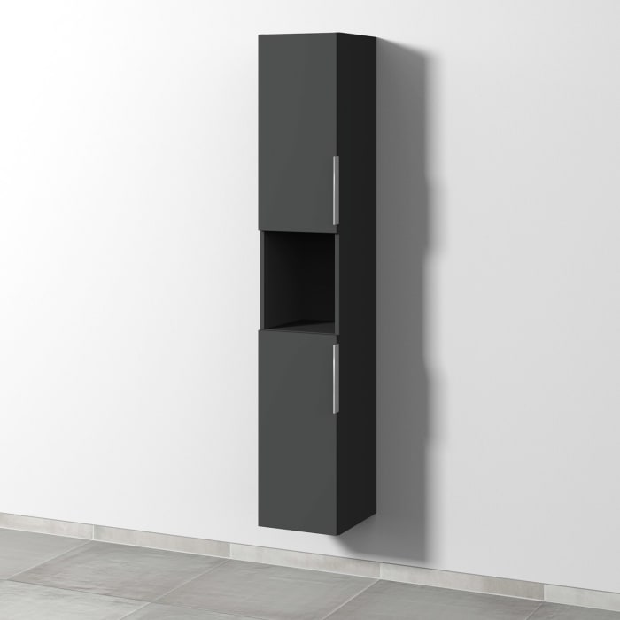 Sanipa 3way Hochschrank 30 cm, 1 offenes Fach, 2 Türen mit Türanschlag links, mit Aufsatzgriff