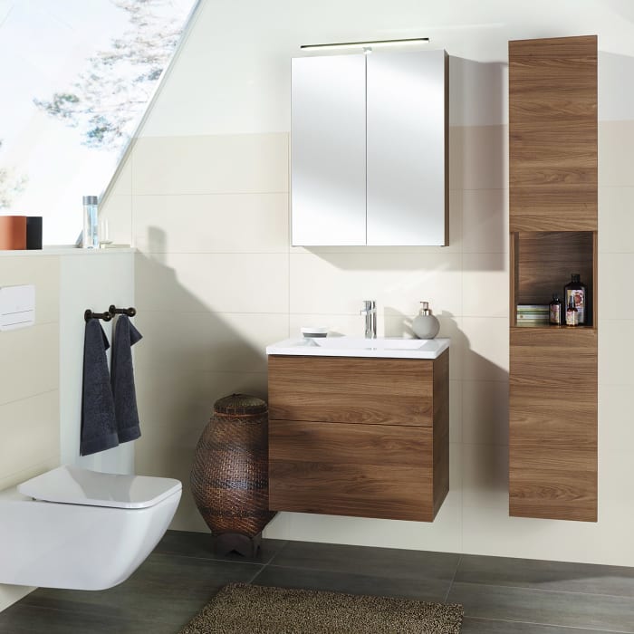 Sanipa 3way Hochschrank 30 cm, 1 offenes Fach, 2 Türen mit Türanschlag rechts, mit Push to open