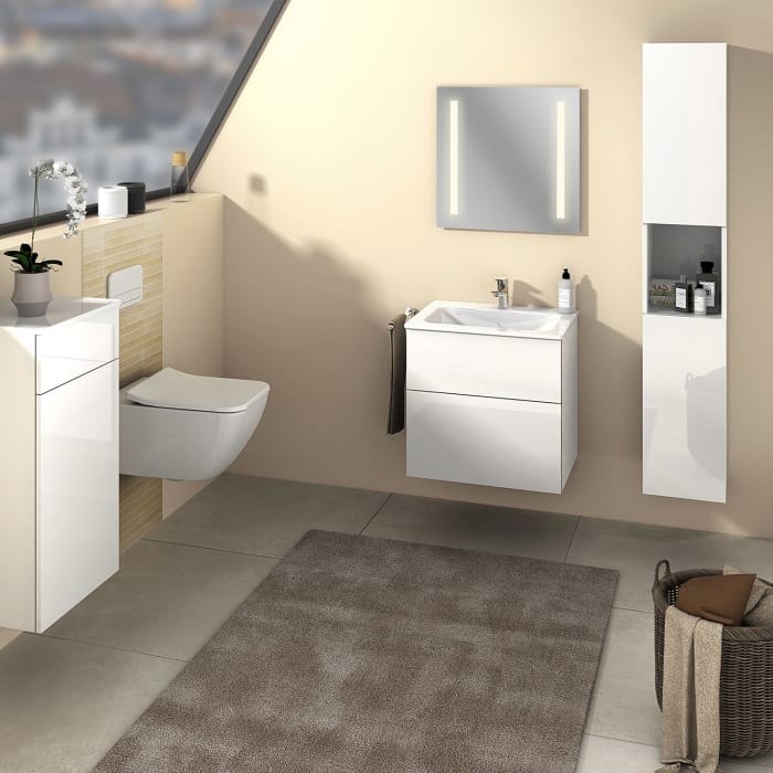 Sanipa 3way Hochschrank 30 cm, 1 offenes Fach, 2 Türen mit Türanschlag rechts, mit Push to open