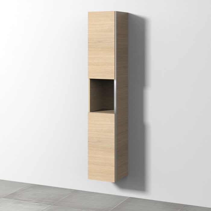 Sanipa 3way Hochschrank 30 cm, 1 offenes Fach, 2 Türen mit Türanschlag links, mit Stangengriff