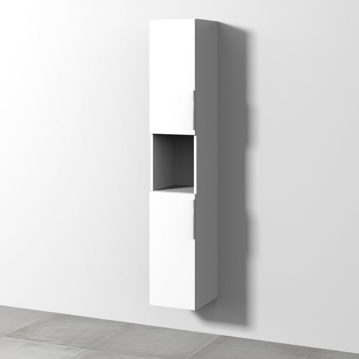 Sanipa 3way Hochschrank 30 cm, 1 offenes Fach, 2 Türen mit Türanschlag links, mit Aufsatzgriff