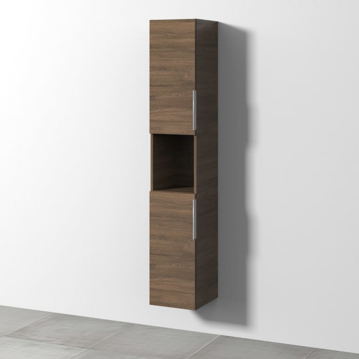 Sanipa 3way Hochschrank 30 cm, 1 offenes Fach, 2 Türen mit Türanschlag links, mit Aufsatzgriff