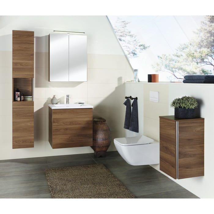 Sanipa 3way Hochschrank 30 cm, 1 offenes Fach, 2 Türen mit Türanschlag links, mit Stangengriff