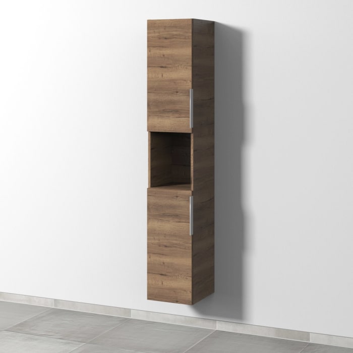 Sanipa 3way Hochschrank 30 cm, 1 offenes Fach, 2 Türen mit Türanschlag links, mit Aufsatzgriff