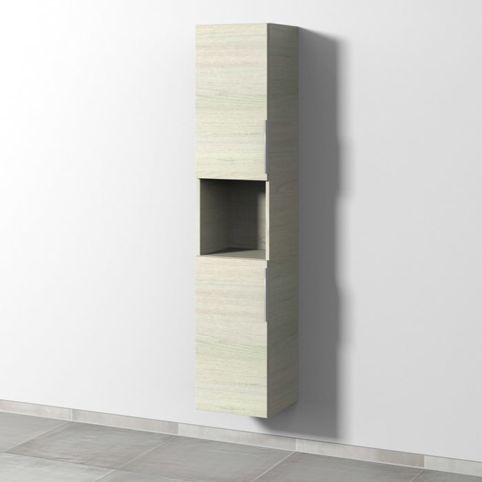 Sanipa 3way Hochschrank 35 cm, 1 offenes Fach, 2 Türen mit Türanschlag links, mit Aufsatzgriff