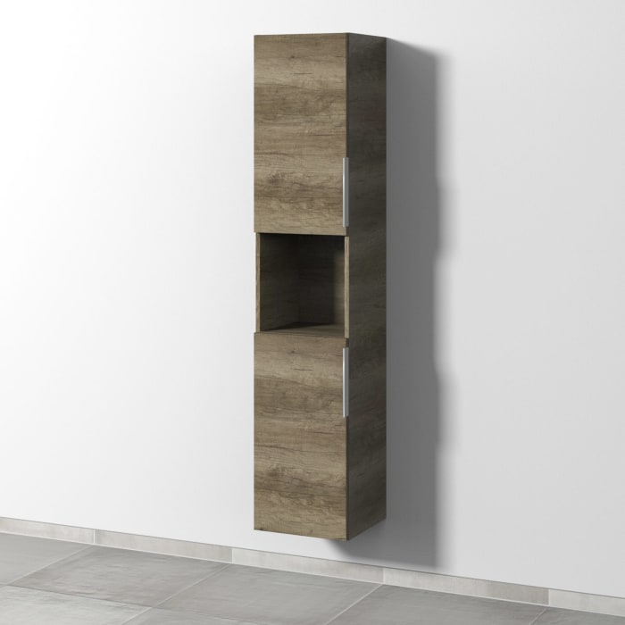 Sanipa 3way Hochschrank 35 cm, 1 offenes Fach, 2 Türen mit Türanschlag links, mit Aufsatzgriff