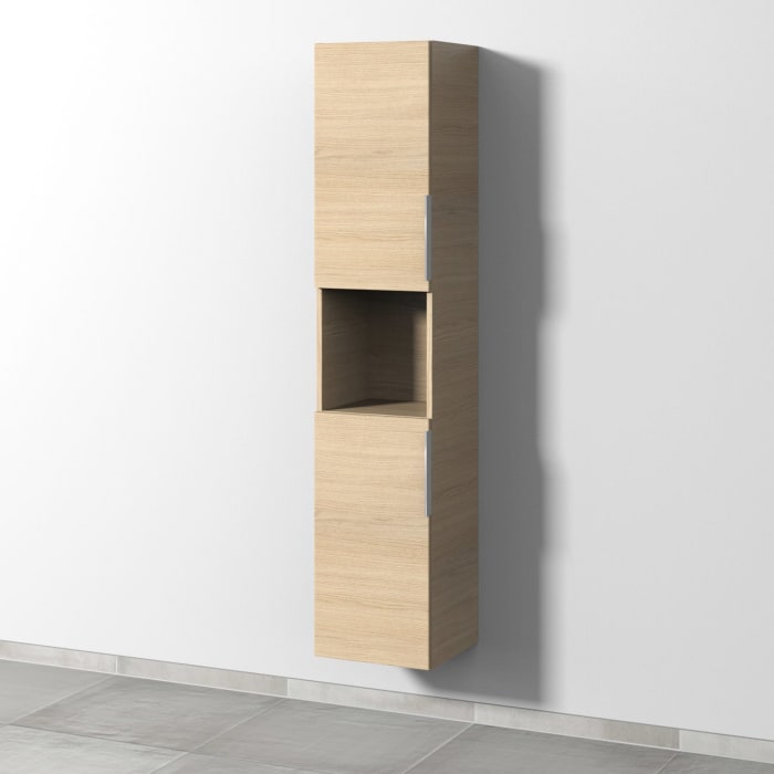 Sanipa 3way Hochschrank 35 cm, 1 offenes Fach, 2 Türen mit Türanschlag links, mit Aufsatzgriff