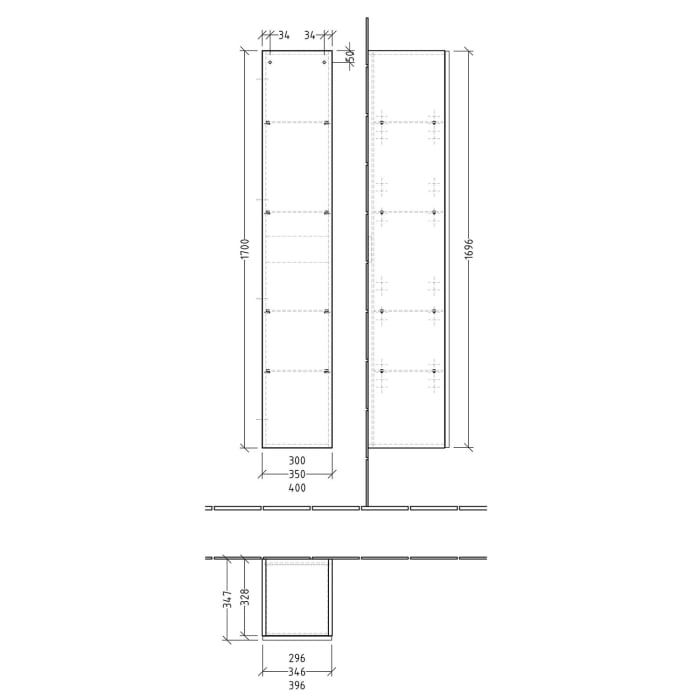 Sanipa 3way Hochschrank 35 cm, 1 Tür mit Türanschlag links, mit Push to Open