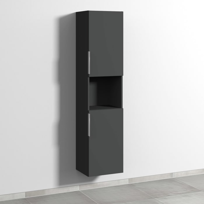 Sanipa 3way Hochschrank 40 cm, 1 offenes Fach, 2 Türen mit Türanschlag rechts, mit Aufsatzgriff