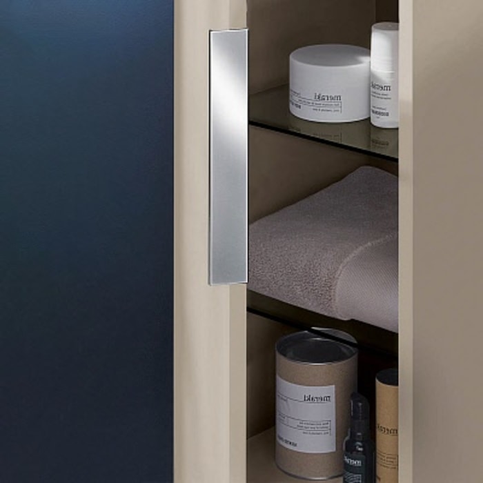 Sanipa 3way Hochschrank 40 cm, 1 offenes Fach, 2 Türen mit Türanschlag links, mit Aufsatzgriff