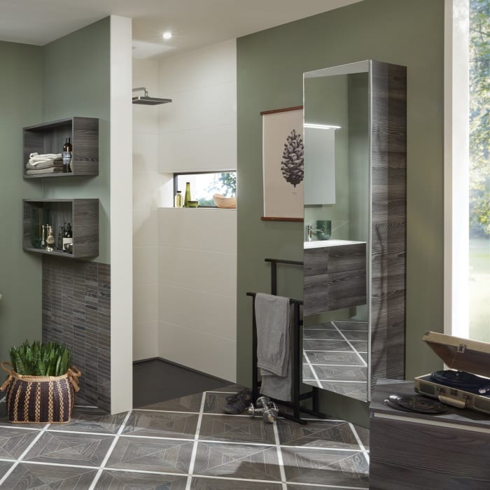 Sanipa 3way Hochschrank 40 cm, 1 Spiegel-Tür mit Türanschlag links