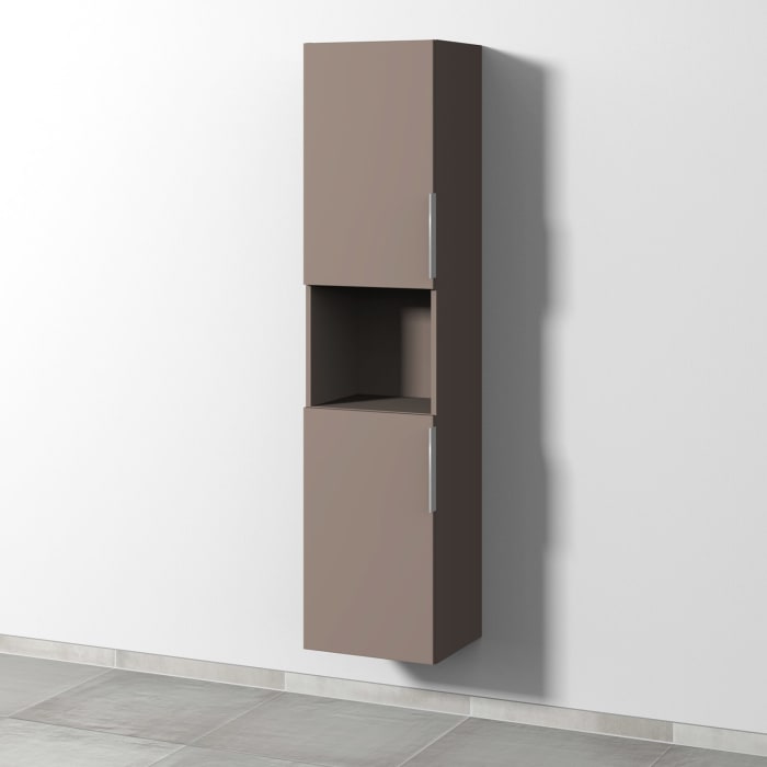 Sanipa 3way Hochschrank 40 cm, 1 offenes Fach, 2 Türen mit Türanschlag links, mit Aufsatzgriff