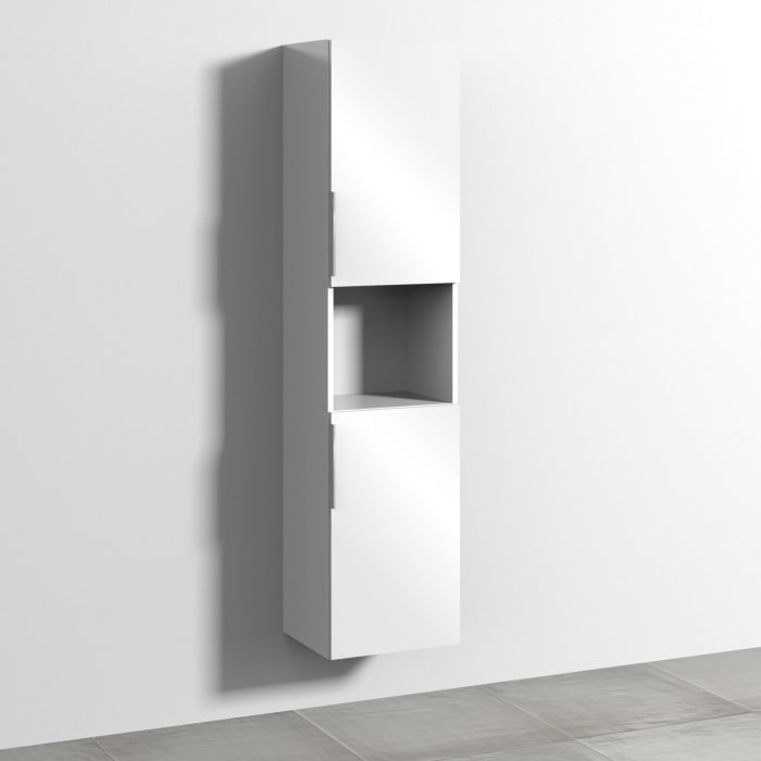 Sanipa 3way Hochschrank 40 cm, 1 offenes Fach, 2 Türen mit Türanschlag rechts, mit Aufsatzgriff