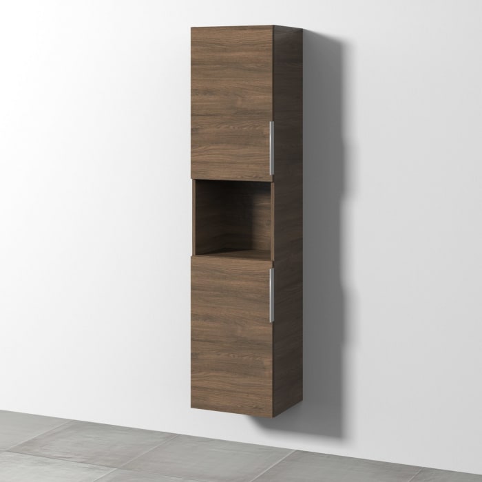 Sanipa 3way Hochschrank 40 cm, 1 offenes Fach, 2 Türen mit Türanschlag links, mit Aufsatzgriff