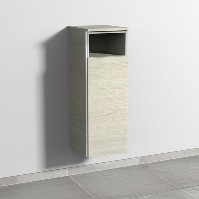 Sanipa 3way Mittelschrank 30 cm, 1 Tür mit Anschlag rechts, 1 offenes Fach, mit Griff-Leiste