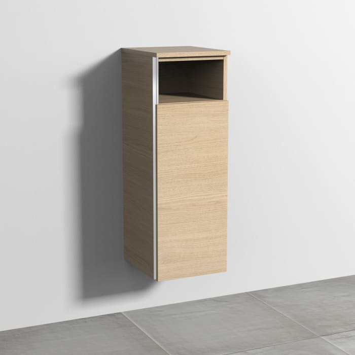 Sanipa 3way Mittelschrank 30 cm, 1 Tür mit Anschlag rechts, 1 offenes Fach, mit Griff-Leiste