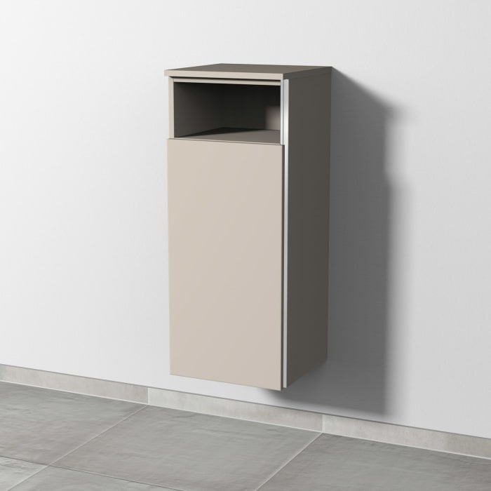 Sanipa 3way Mittelschrank 35 cm, 1 Tür mit Anschlag links, 1 offenes Fach, mit Griff-Leiste