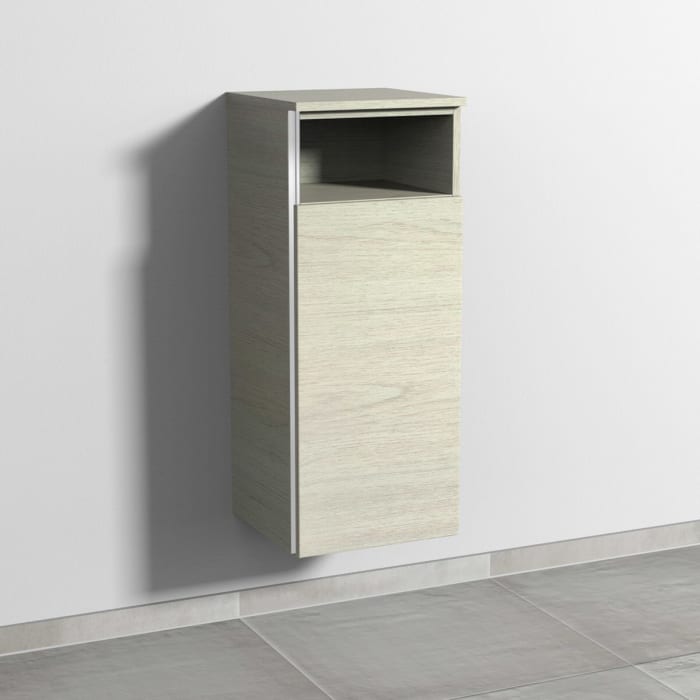 Sanipa 3way Mittelschrank 35 cm, 1 Tür mit Anschlag rechts, 1 offenes Fach, mit Griff-Leiste