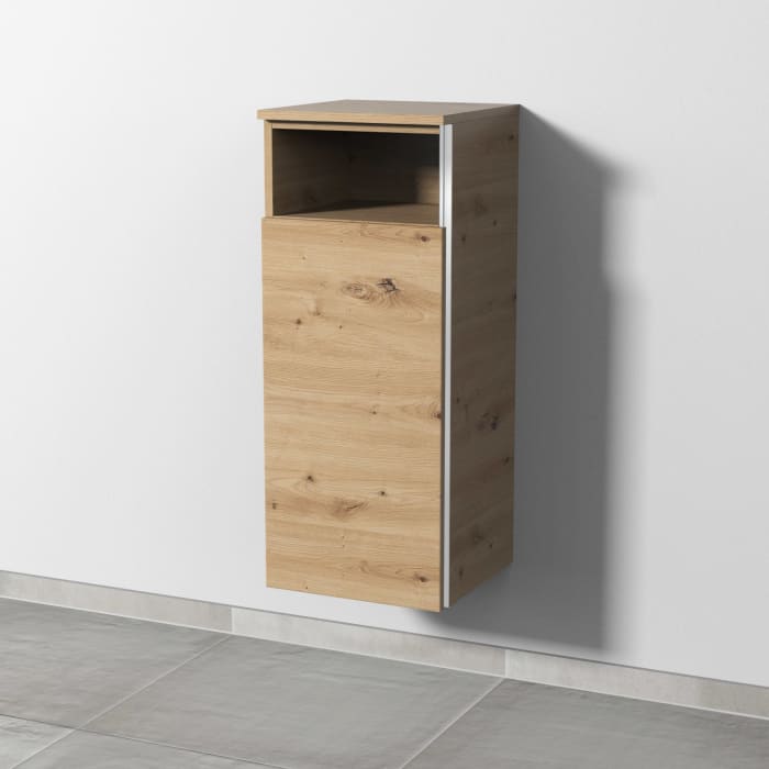 Sanipa 3way Mittelschrank 35 cm, 1 Tür mit Anschlag links, 1 offenes Fach, mit Griff-Leiste