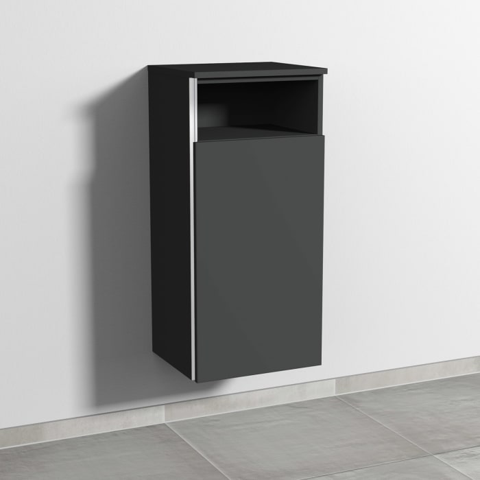 Sanipa 3way Mittelschrank 40 cm, 1 Tür mit Anschlag rechts, 1 offenes Fach, mit Griff-Leiste