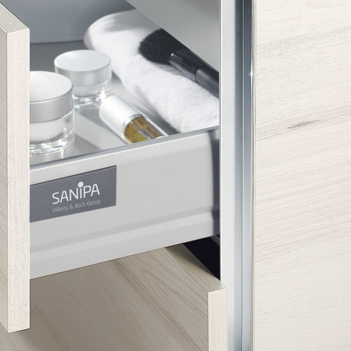 Sanipa 3way Mittelschrank 40 cm, 1 Tür mit Anschlag links, 1 Auszug, mit Griff-Leiste