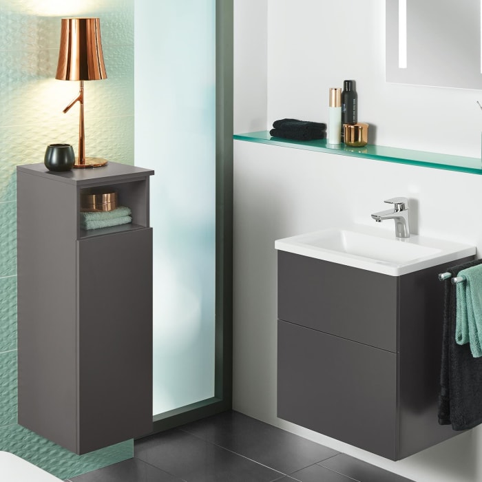 Sanipa 3way Mittelschrank 40 cm, 1 Tür mit Türanschlag rechts, 1 offenes Fach, Push to open