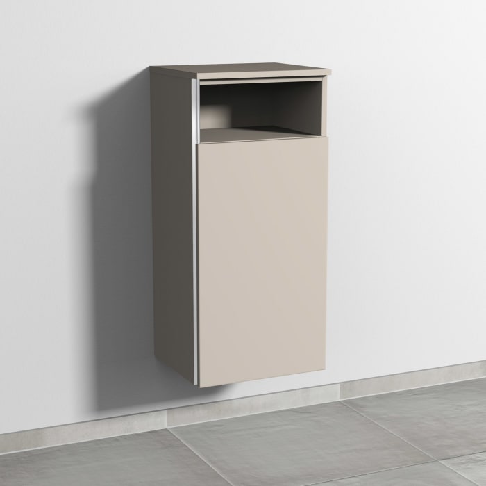 Sanipa 3way Mittelschrank 40 cm, 1 Tür mit Anschlag rechts, 1 offenes Fach, mit Griff-Leiste