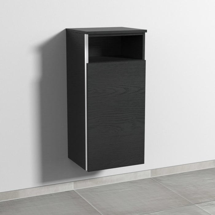 Sanipa 3way Mittelschrank 40 cm, 1 Tür mit Anschlag rechts, 1 offenes Fach, mit Griff-Leiste