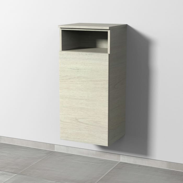 Sanipa 3way Mittelschrank 40 cm, 1 Tür mit Aschlag links, 1 offenes Fach, Push to open