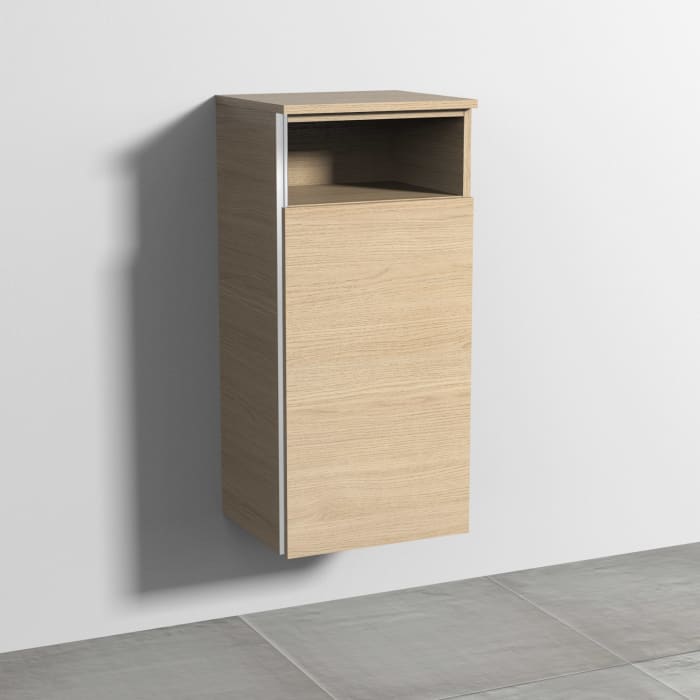 Sanipa 3way Mittelschrank 40 cm, 1 Tür mit Anschlag rechts, 1 offenes Fach, mit Griff-Leiste