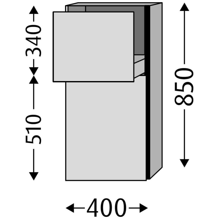 Sanipa 3way Mittelschrank 40 cm, 1 Auszug, 1 Tür mit Anschlag rechts, mit Aufsatz-Griff