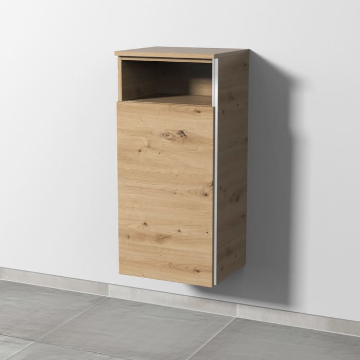 Sanipa 3way Mittelschrank 40 cm, 1 Tür mit Anschlag links, 1 offenes Fach, mit Griff-Leiste