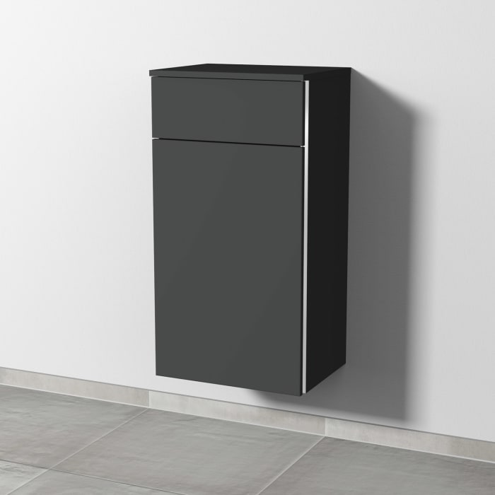 Sanipa 3way Mittelschrank 45 cm, 1 Auszug, 1 Wäschekorbklappe, mit Griff-Leiste