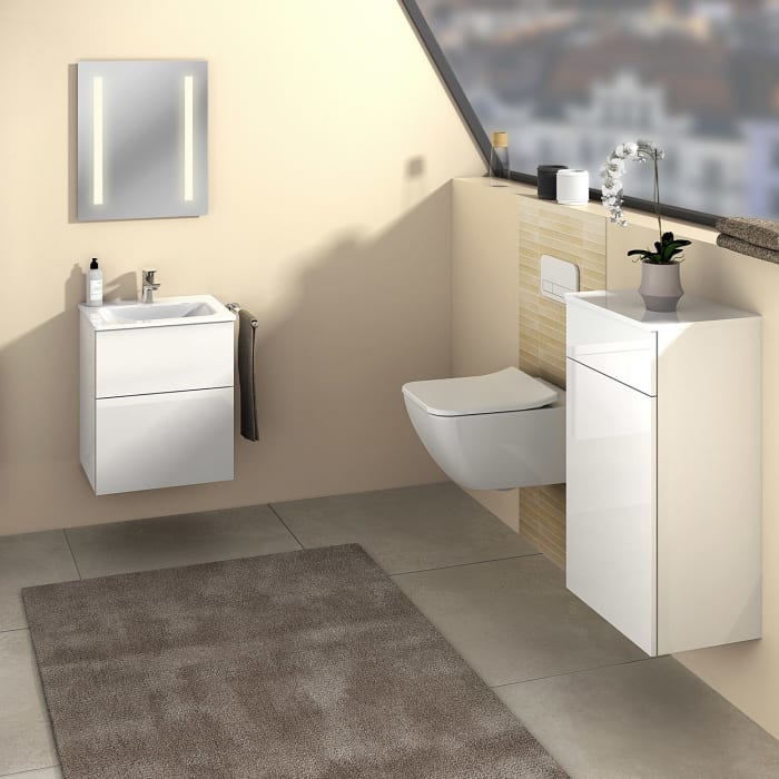 Sanipa 3way Mittelschrank 45 cm, 1 Auszug, 1 Wäschekorbklappe, mit Push to open