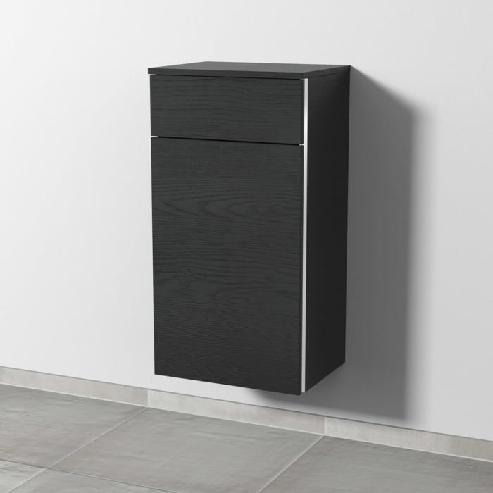 Sanipa 3way Mittelschrank 45 cm, 1 Auszug, 1 Wäschekorbklappe, mit Griff-Leiste