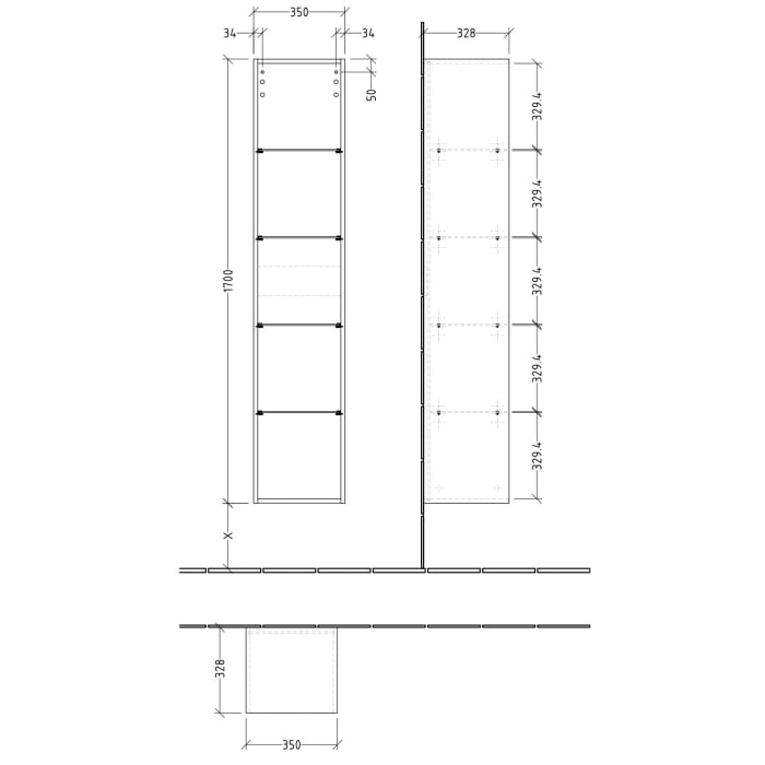 Sanipa 3way Regal 170 cm
