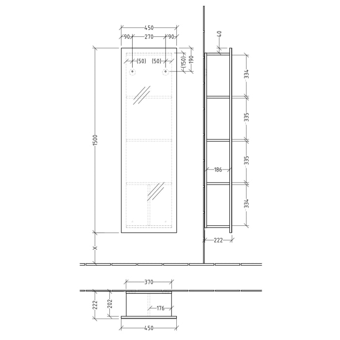 Sanipa 3way Spiegelregal 150 cm