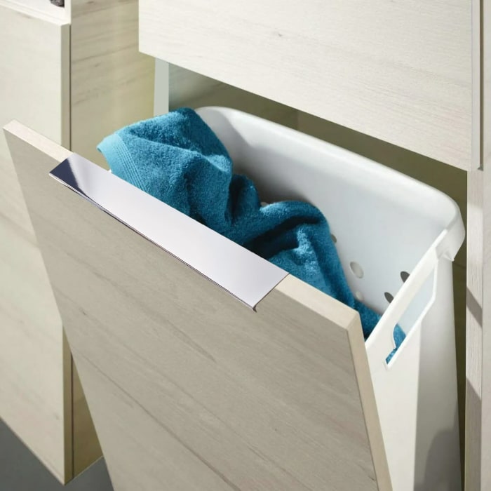 Sanipa 3way Stauraumschrank 45 cm, 1 Wäschekorbklappe, 1 Tür mit Türanschlag links, mit Aufsatzgriff