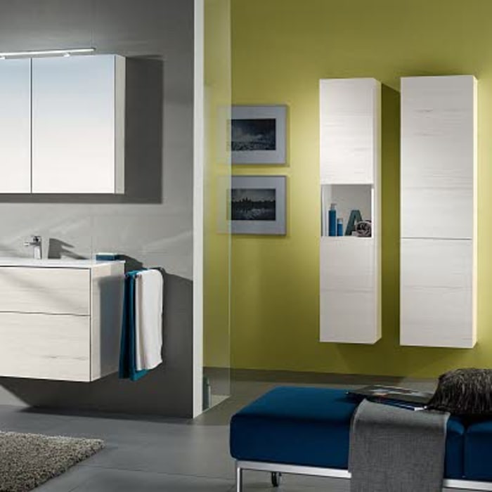 Sanipa 3way Stauraumschrank 45 cm, 1 Wäschekorbklappe, 1 Tür mit Türanschlag rechts