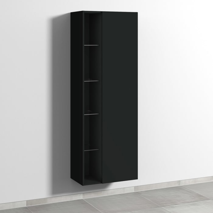 Sanipa 3way Stauraumschrank 60 cm, 1 offenes Fach links, 1 Tür mit Türanschlag rechts, mit Push to open