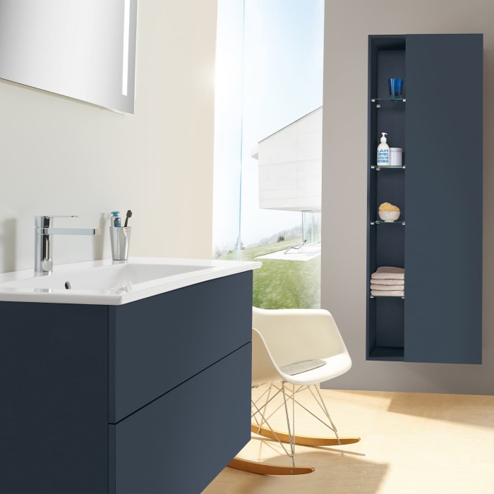 Sanipa 3way Stauraumschrank 60 cm, 1 offenes Fach links, 1 Tür mit Türanschlag rechts, mit Push to open