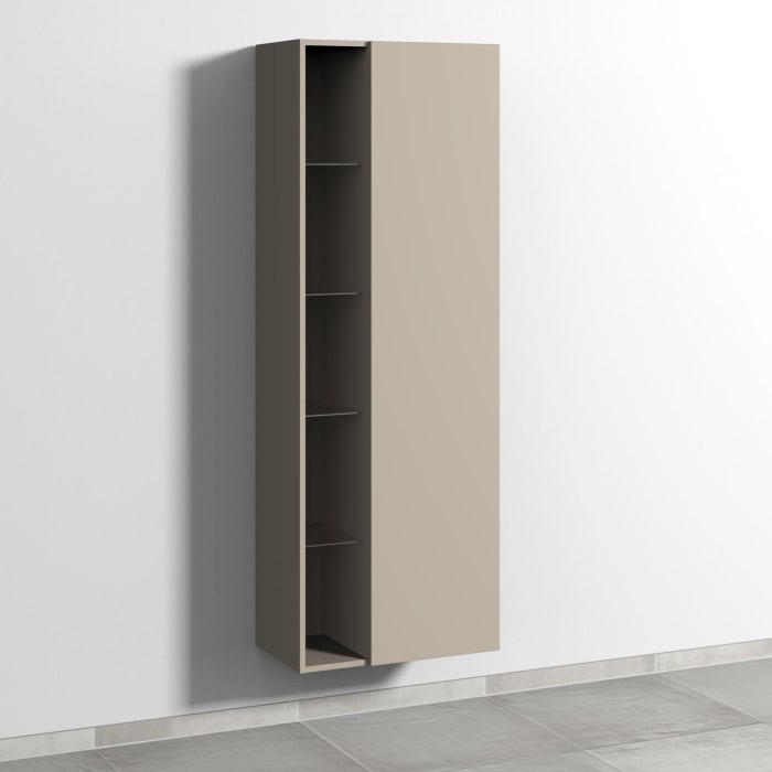 Sanipa 3way Stauraumschrank 60 cm, 1 offenes Fach links, 1 Tür mit Türanschlag rechts, mit Push to open