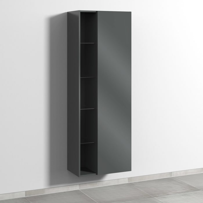 Sanipa 3way Stauraumschrank 60 cm, 1 offenes Fach links, 1 Tür mit Türanschlag rechts, mit Push to open