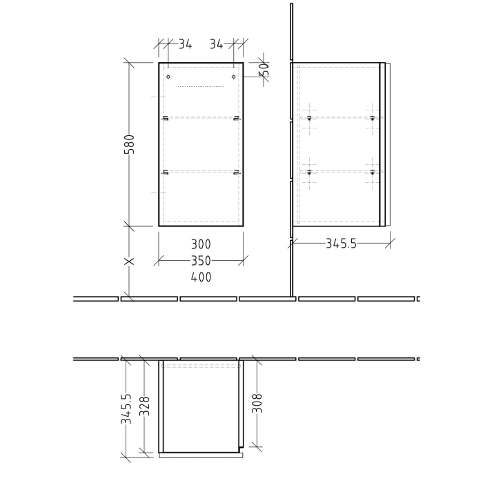 Sanipa 3way Unterschrank 30 cm, 1 Tür mit Türanschlag rechts