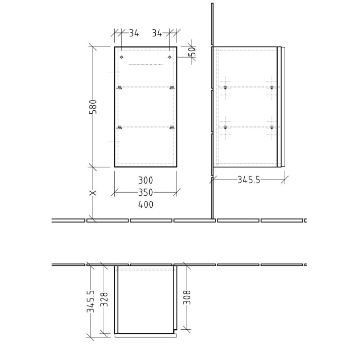 Sanipa 3way Unterschrank 30 cm, 1 Tür mit Türanschlag links