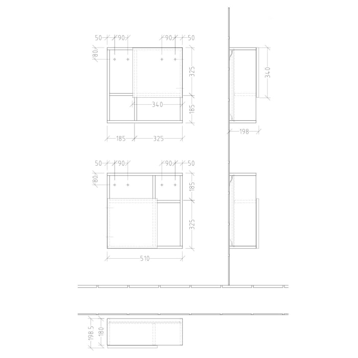 Sanipa 3way Würfelschrank 51 cm, 1 Tür mit Anschlag rechts oder links