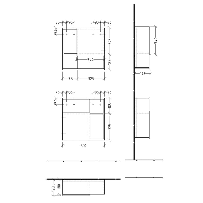 Sanipa 3way Würfelschrank 51 cm, 1 Tür mit Anschlag rechts oder links